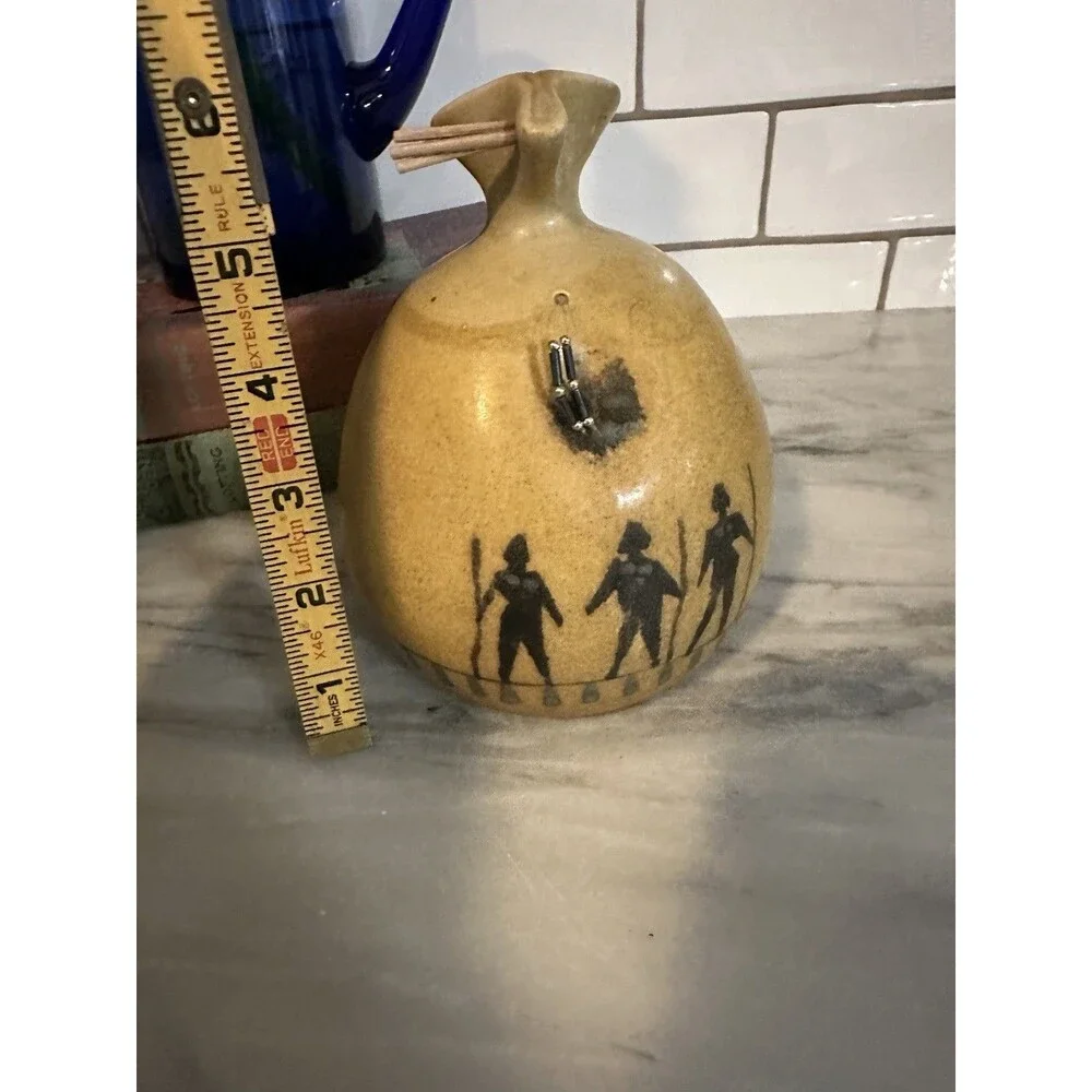 Michael Schlyer Flat Earth Studio Pottery 3 Warriors Vase Vintage Cabincore